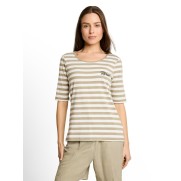 Tom Tailor Damesmode T-Shirt small embroidery Olive white stripe 1051218